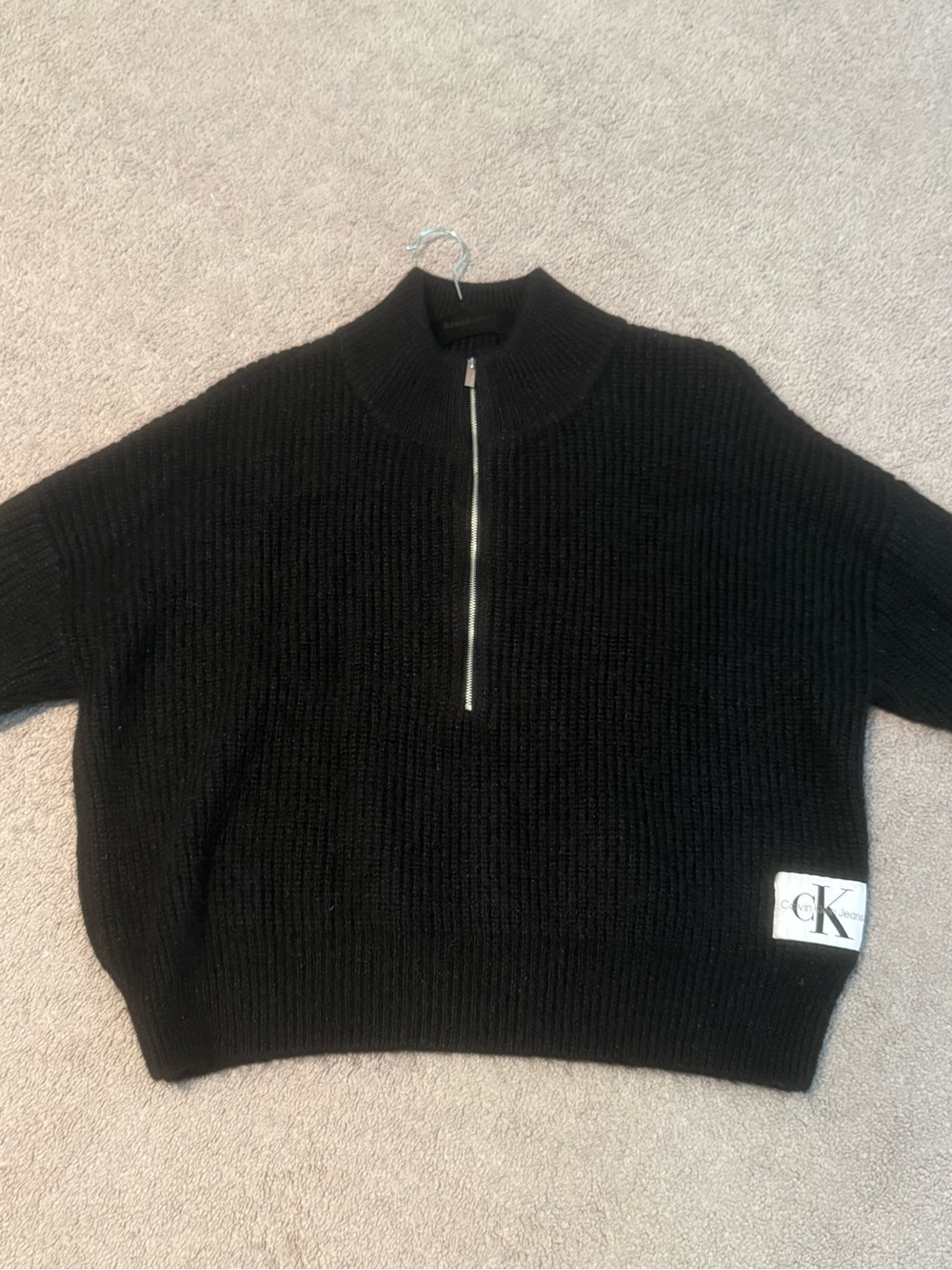 Calvin Klein Jeans Black Half-Zip Ribbed Knit Sweater